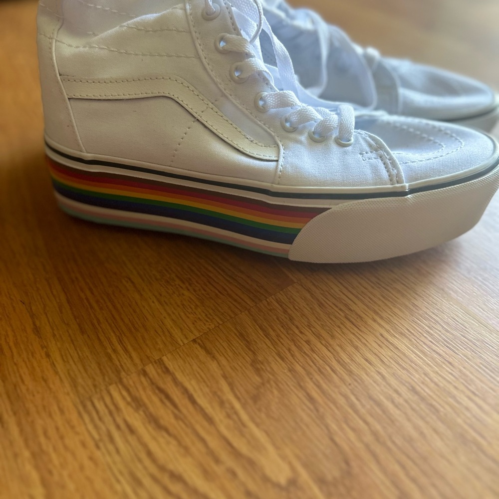 VANS Old Skool Stackform Pride Rainbow Womens men’s White Canvas high top